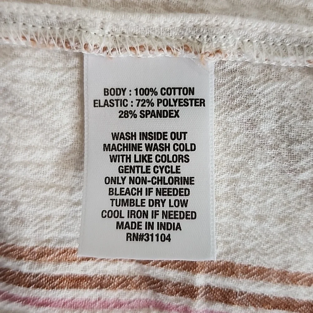 Wonderly Dress Cotton Striped Midi Smocked Bodice & Back Tie Neck Cream Size XL - Picture 11 of 14